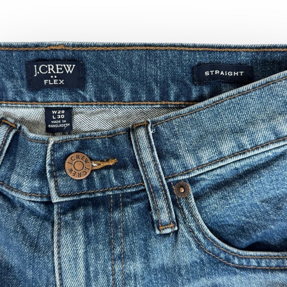 J Crew Factory Flex Straight Leg Jeans Mens Medium Wash Blue Denim Stretch 29/30 - Picture 3 of 8